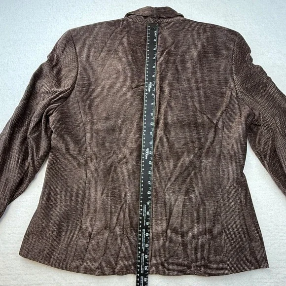 Austin Reed Women 16 Blazer Jacket Brown Textured Button Long Sleeve Size 16 - Picture 7 of 10